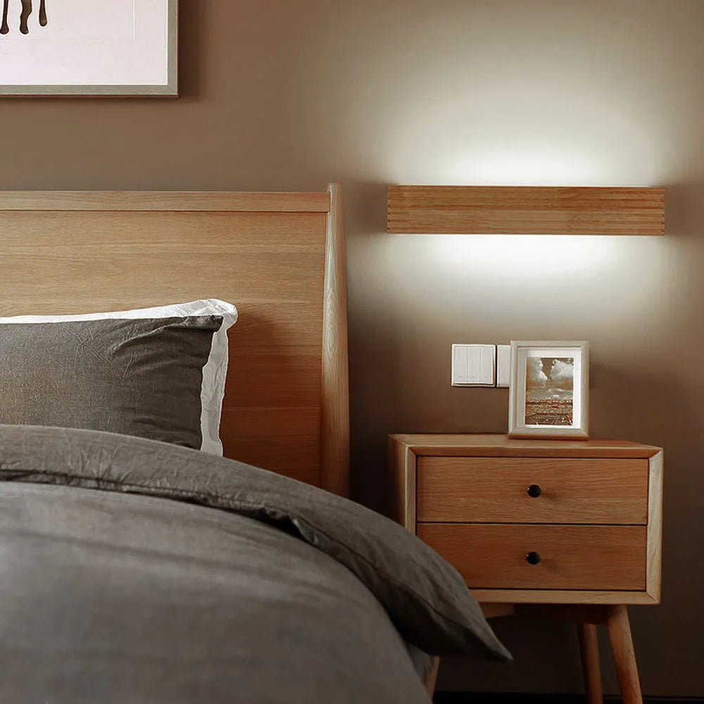 Wall Lamp Wood Acrylic E27 55.0 cm Bedroom Hallway Scandinavian Bedside Reading Light Nordic Indoor Fixture | Thomler