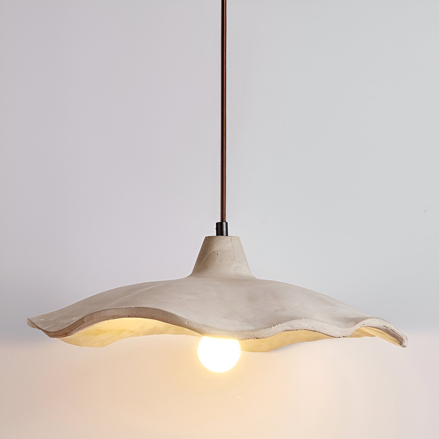 Pendant Light Cement 15.7 in Flower Shape Matte Dining Room Hanging Ceiling Lamp Wabi Sabi Japandi Minimalist Lighting Fixture | Thomler