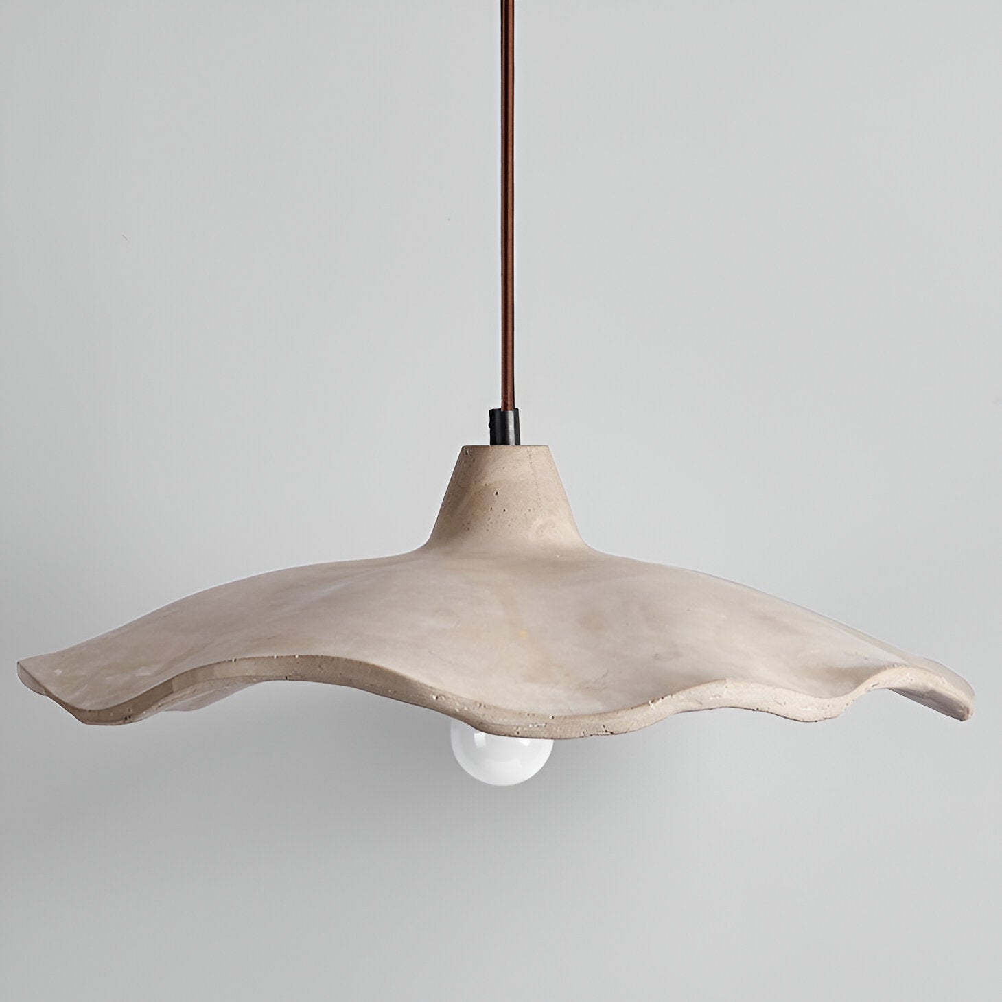 Pendant Light Cement 15.7 in Flower Shape Matte Dining Room Hanging Ceiling Lamp Wabi Sabi Japandi Minimalist Lighting Fixture | Thomler