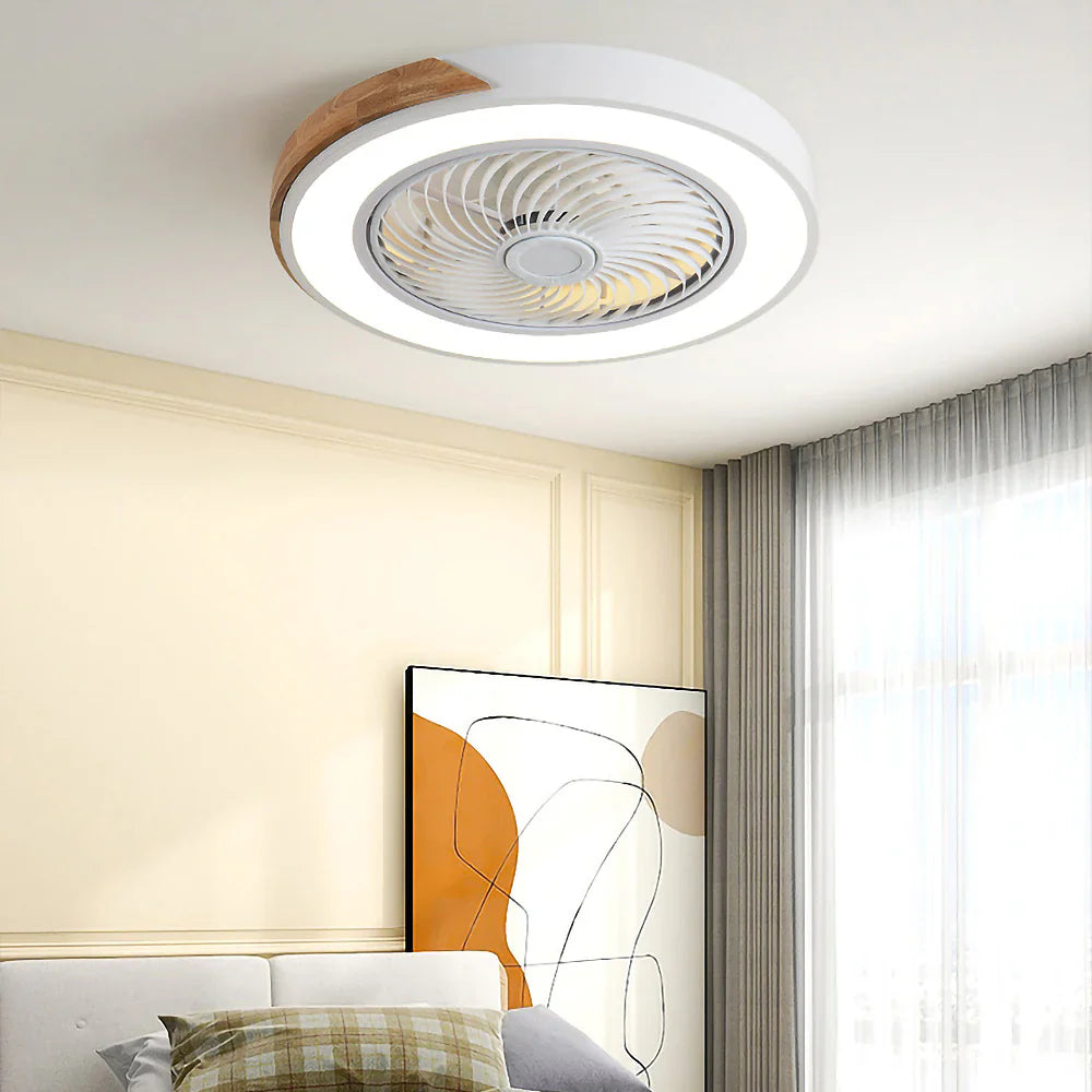 Ceiling Fan Solid Wood 20 in LED Light Indoor Living Room Bedroom Remote Control | Thomler