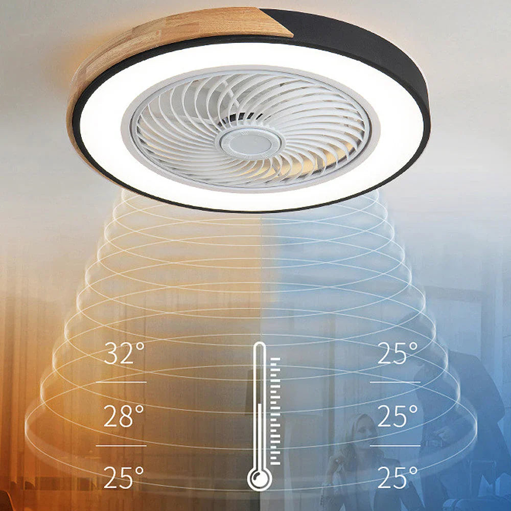 Ceiling Fan Solid Wood 20 in LED Light Indoor Living Room Bedroom Remote Control | Thomler