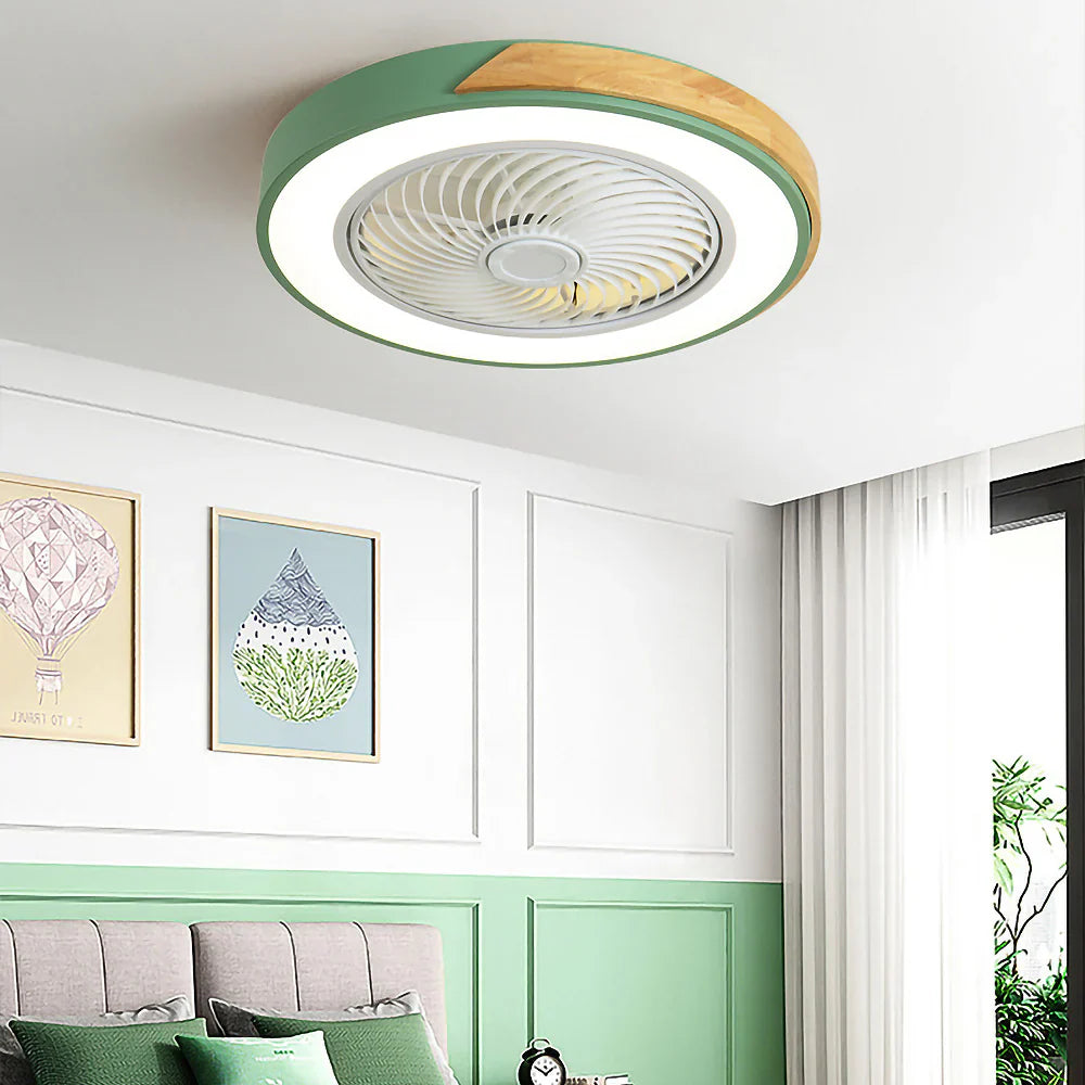 Ceiling Fan Solid Wood 20 in LED Light Indoor Living Room Bedroom Remote Control | Thomler