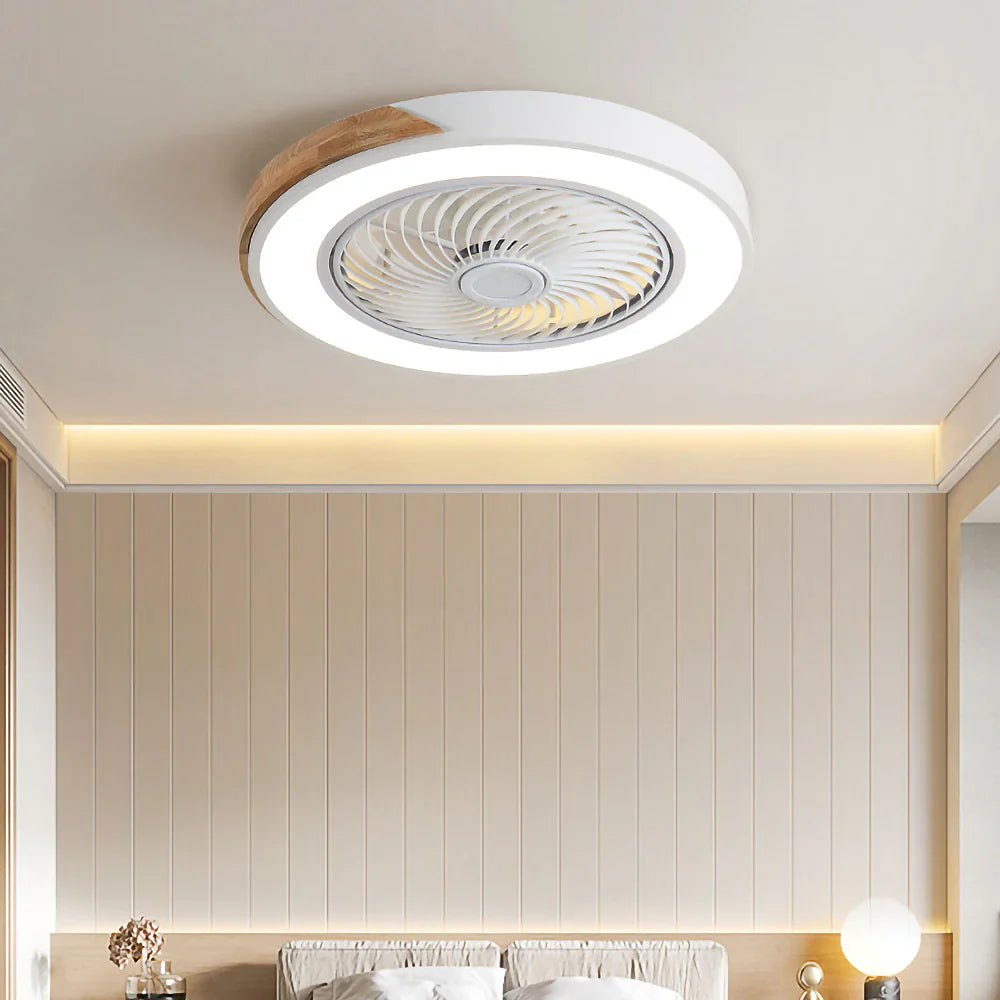Ceiling Fan Solid Wood 20 in LED Light Indoor Living Room Bedroom Remote Control | Thomler
