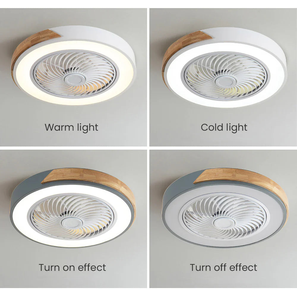 Ceiling Fan Solid Wood 20 in LED Light Indoor Living Room Bedroom Remote Control | Thomler
