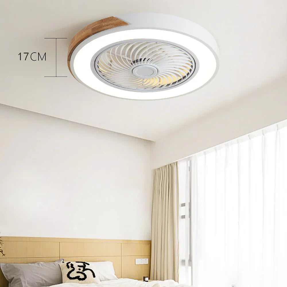 Ceiling Fan Solid Wood 20 in LED Light Indoor Living Room Bedroom Remote Control | Thomler