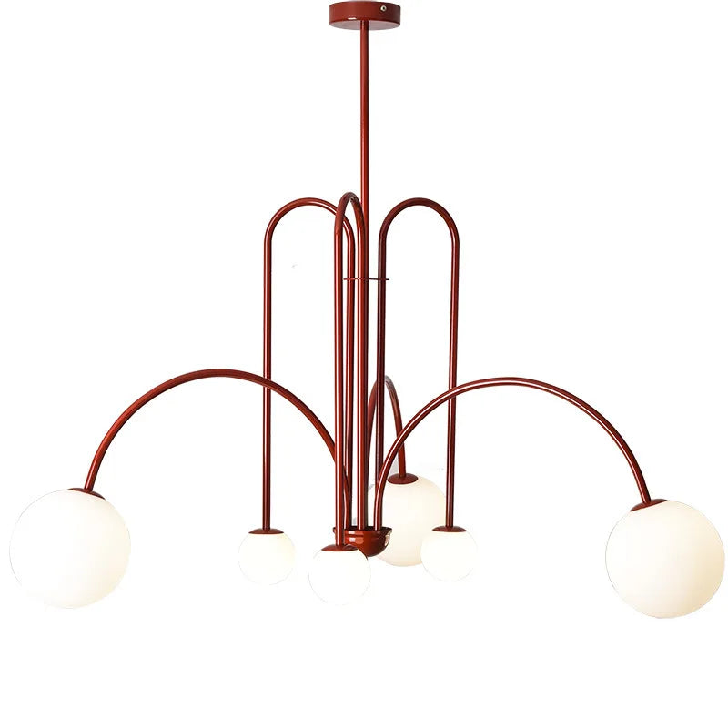 Contemporary Frosted Globe Chandelier with Curved Metal Arms – Modern Statement Lighting for Dining Room & Entryway | Thomler