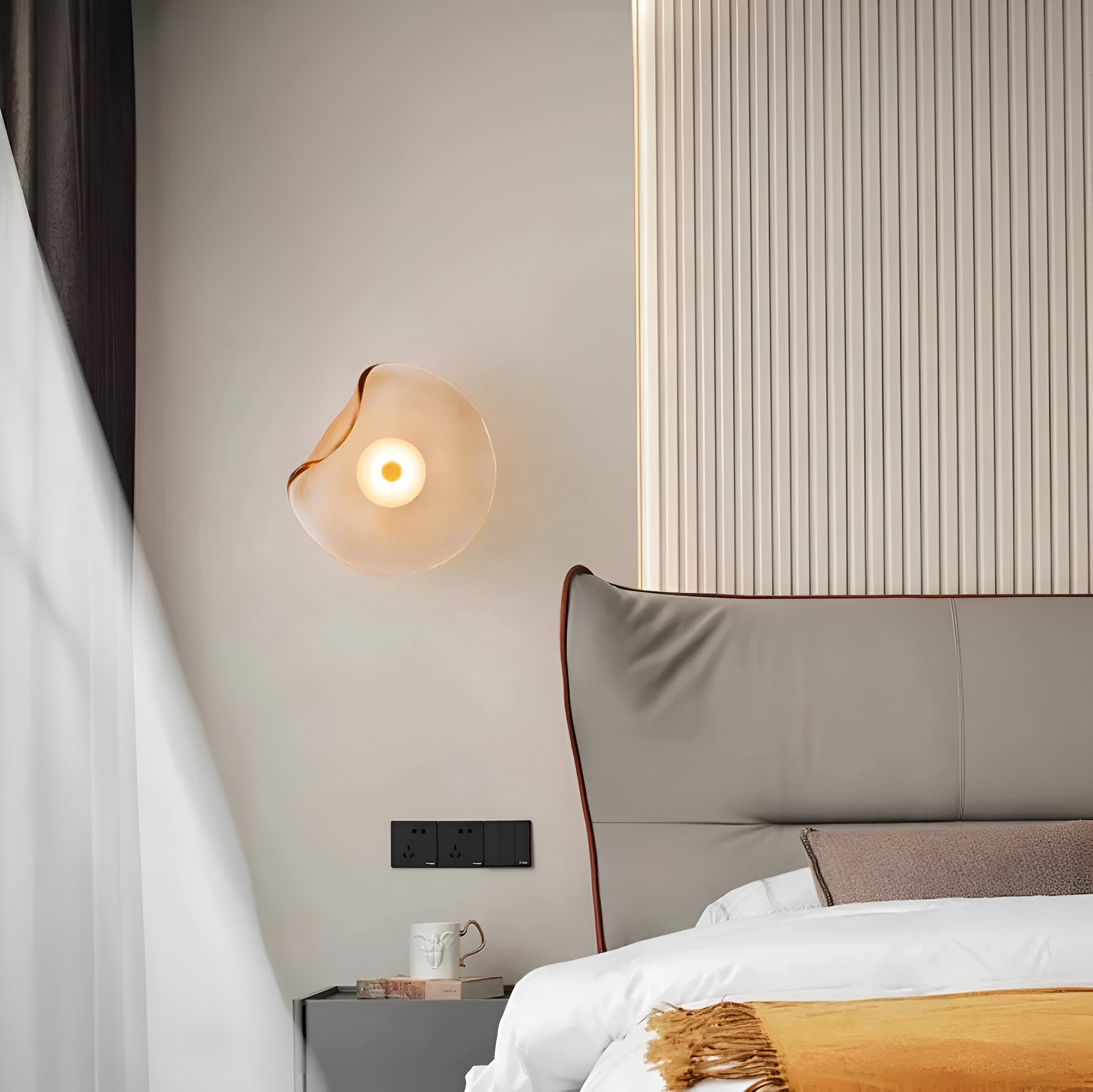 Wall Lamp Curved Glass 9.8 in LED Warm White Indoor Up Down Lighting Bedroom Hallway Fixture Modern Minimal | Thomler