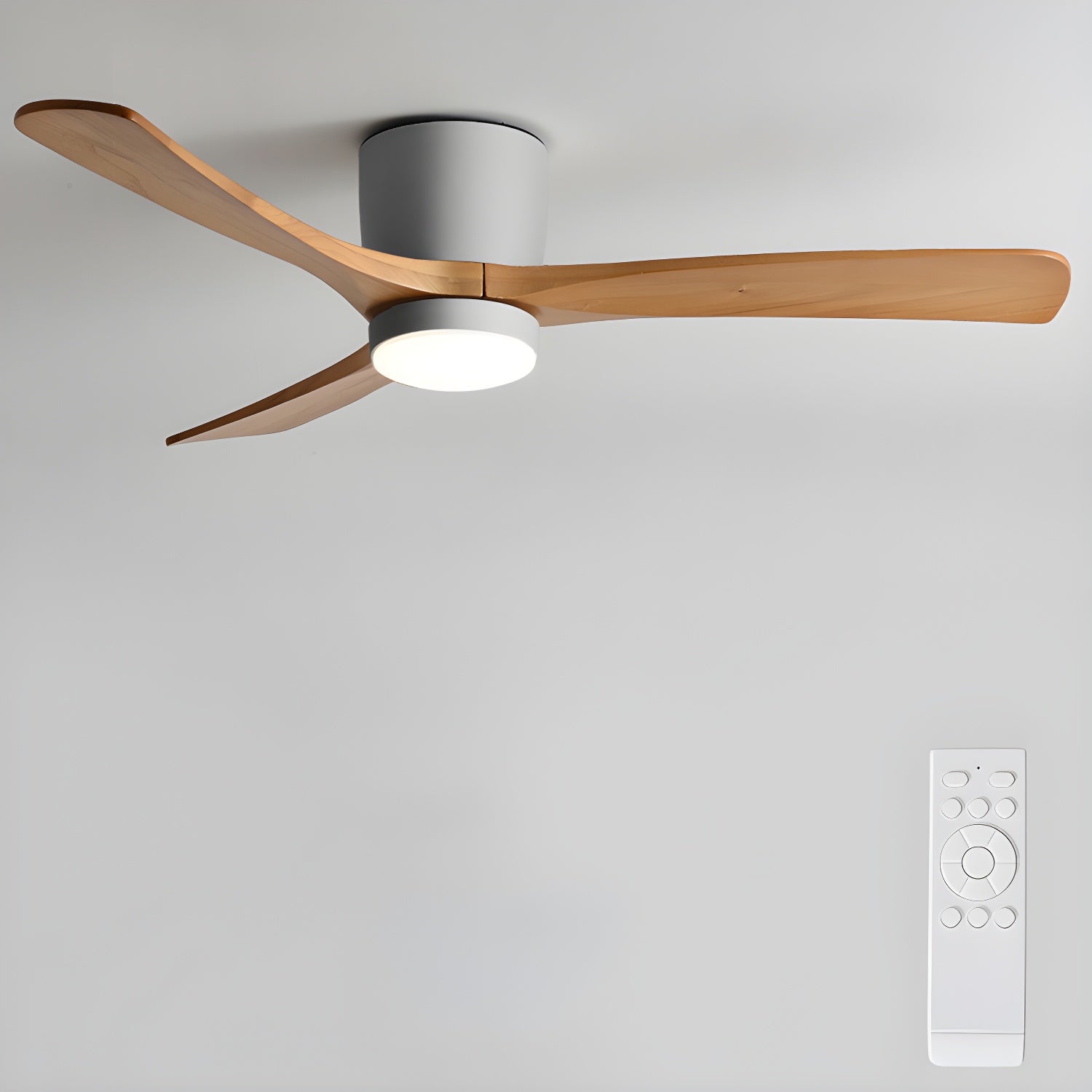 Nordic Ceiling Fan Light 42 in Solid Wood Blades LED Bedroom Living Room Quiet DC Motor Modern Ceiling Fan | Thomler