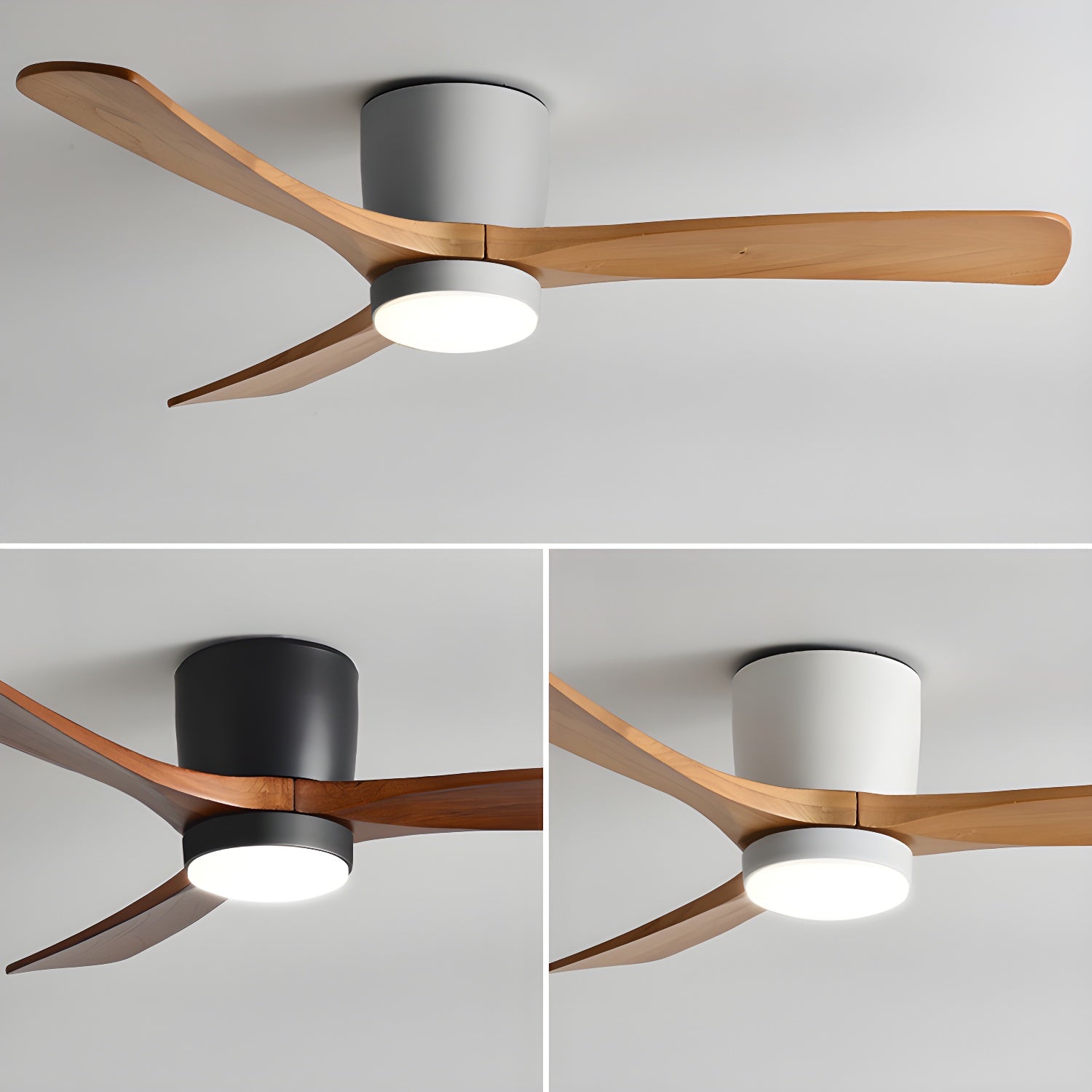 Nordic Ceiling Fan Light 42 in Solid Wood Blades LED Bedroom Living Room Quiet DC Motor Modern Ceiling Fan | Thomler