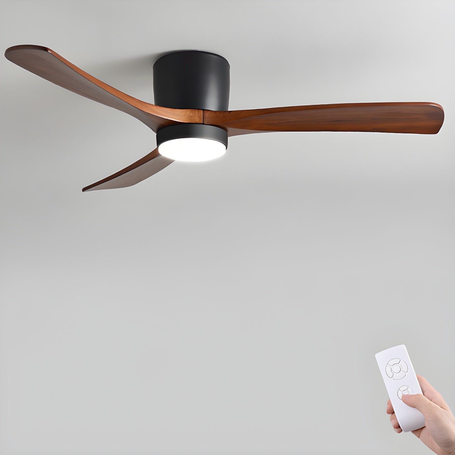 Nordic Ceiling Fan Light 42 in Solid Wood Blades LED Bedroom Living Room Quiet DC Motor Modern Ceiling Fan | Thomler
