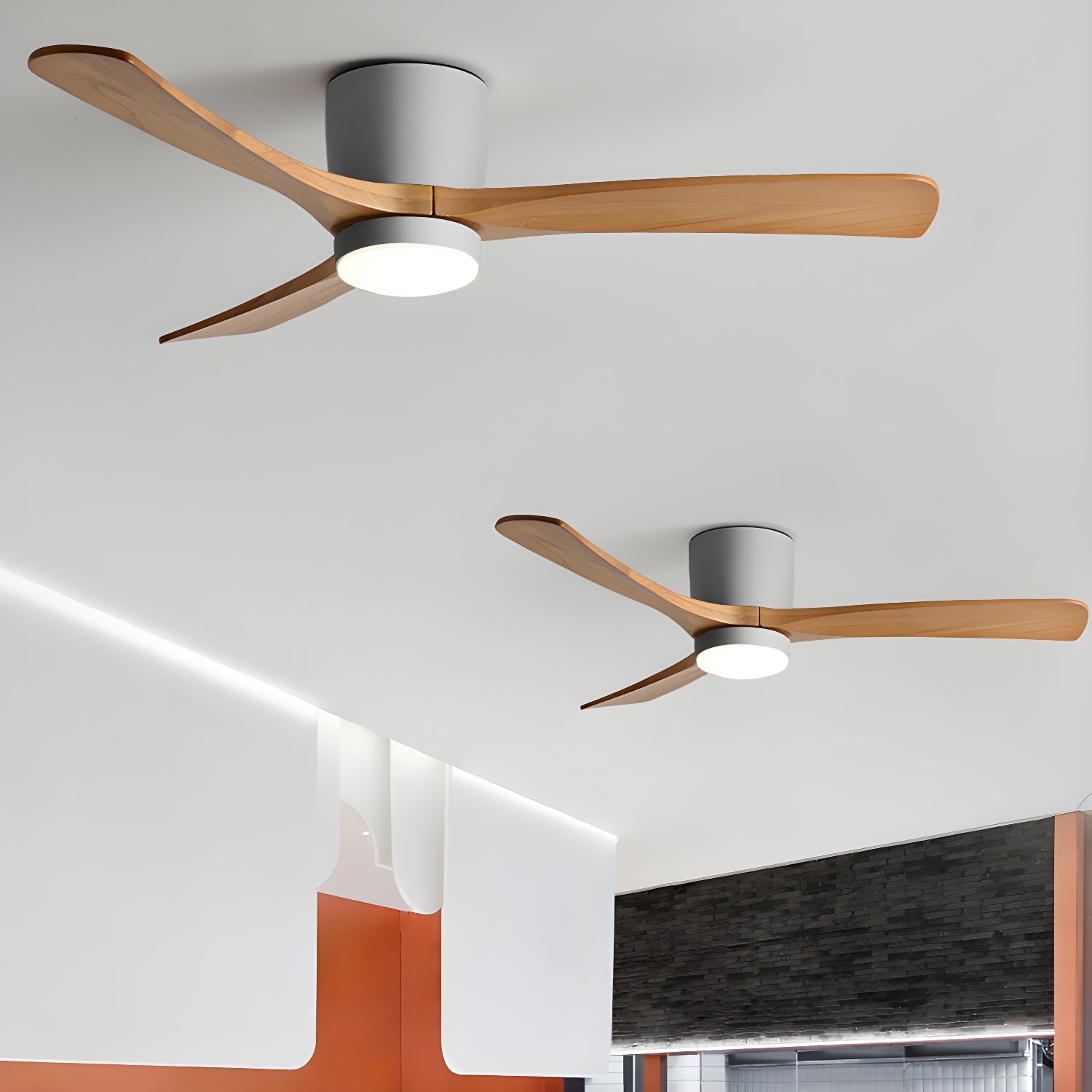 Ceiling Fan Wood Blades LED Light Remote Control Bedroom Living Room Quiet Scandinavian Air Circulator | Thomler