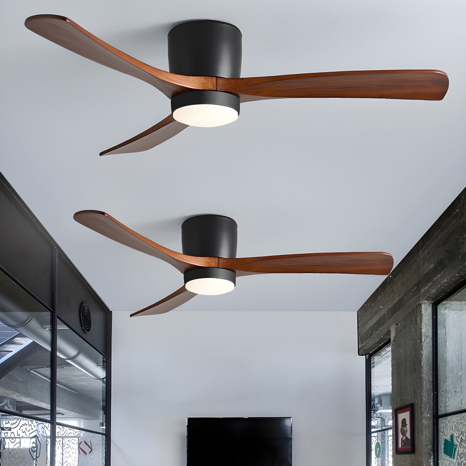 Nordic Ceiling Fan Light 42 in Solid Wood Blades LED Bedroom Living Room Quiet DC Motor Modern Ceiling Fan | Thomler
