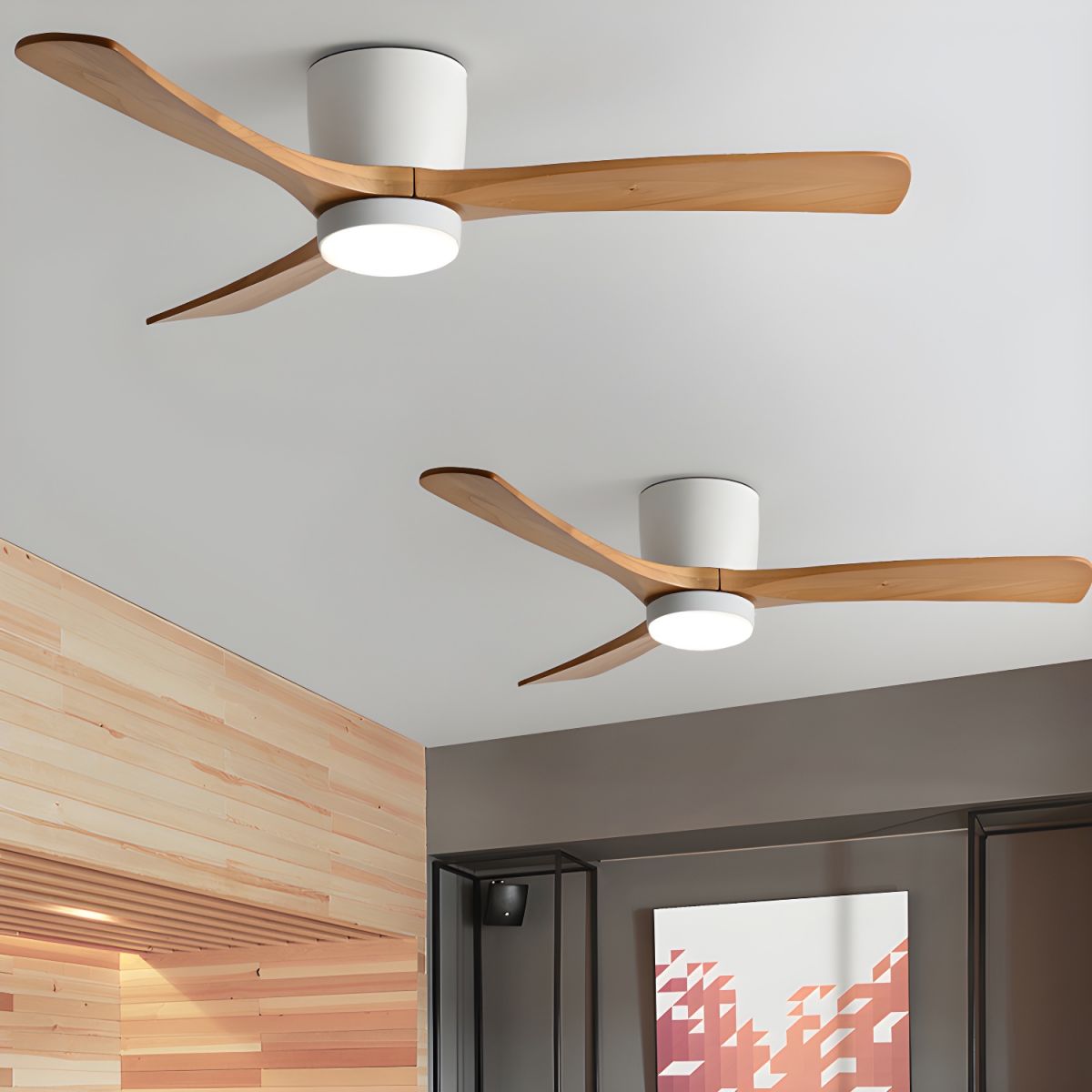 Nordic Ceiling Fan Light 42 in Solid Wood Blades LED Bedroom Living Room Quiet DC Motor Modern Ceiling Fan | Thomler