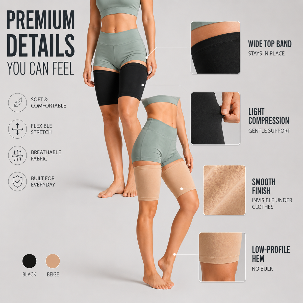 Leg Compression Sleeve for Thigh Support & Muscle Stability – Breathable Fabric for Active Lifestyles | Thomler