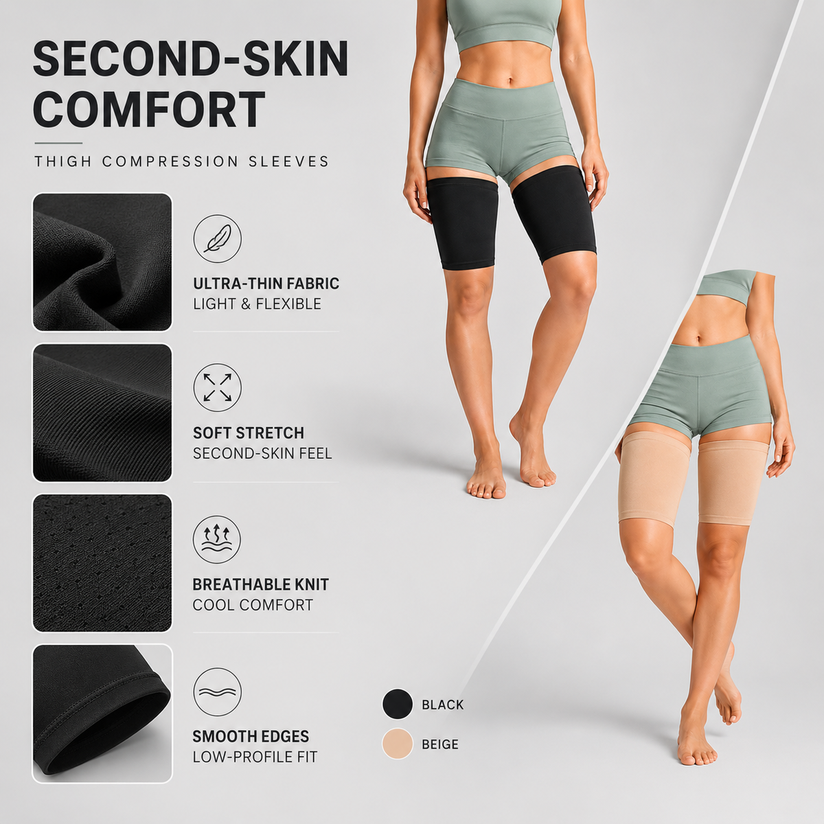 Leg Compression Sleeve for Thigh Support & Muscle Stability – Breathable Fabric for Active Lifestyles | Thomler