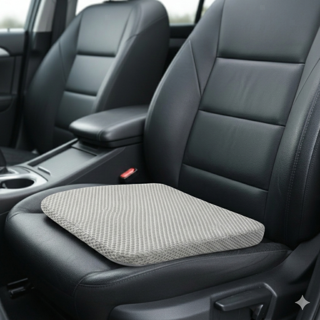 Elevated Car Seat Cushion with Airflow Honeycomb Design for Driver Comfort & Posture Support | Thomler