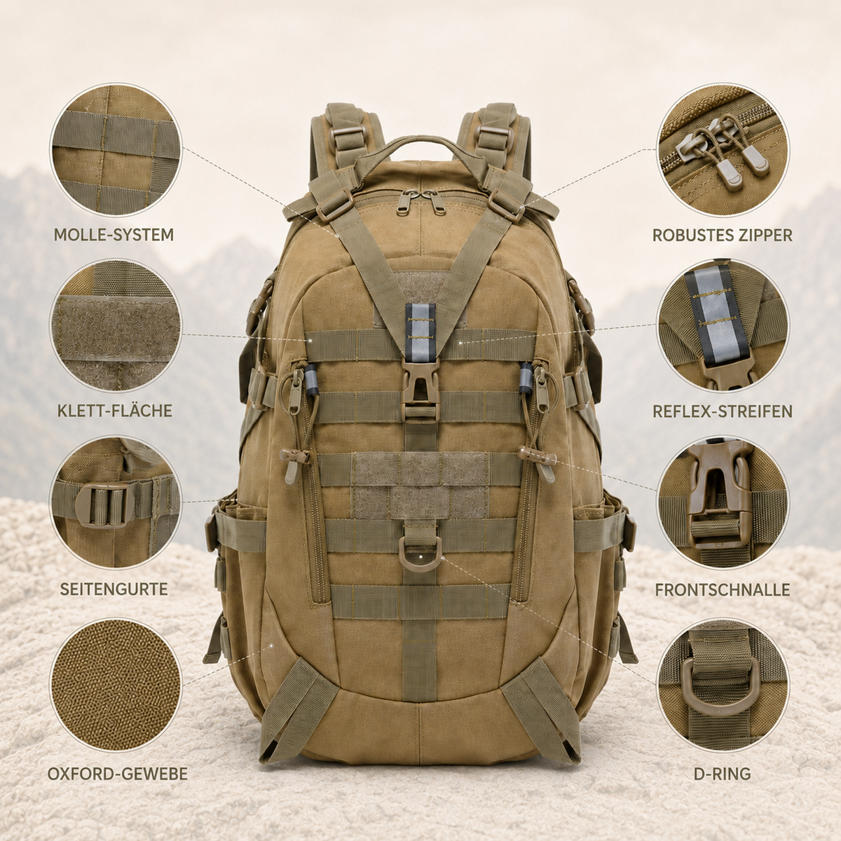 40L Tactical Backpack with Laptop Sleeve & MOLLE Webbing – Waterproof Hiking Daypack for Camping, Travel & Outdoor Adventures | Thomler