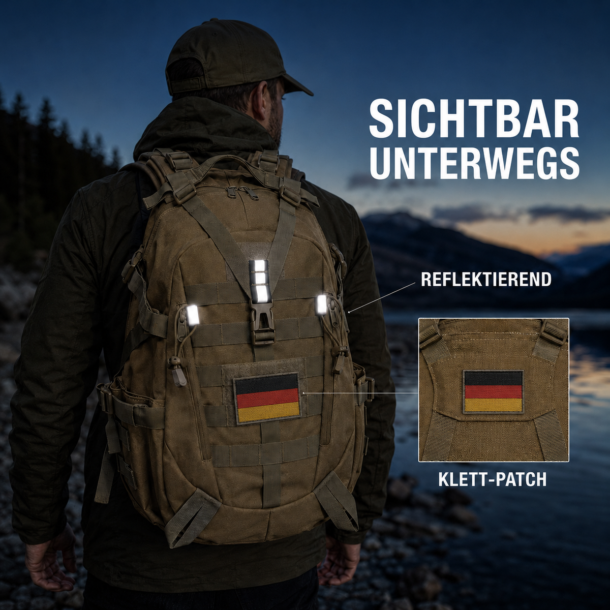 40L Tactical Backpack with Laptop Sleeve & MOLLE Webbing – Waterproof Hiking Daypack for Camping, Travel & Outdoor Adventures | Thomler