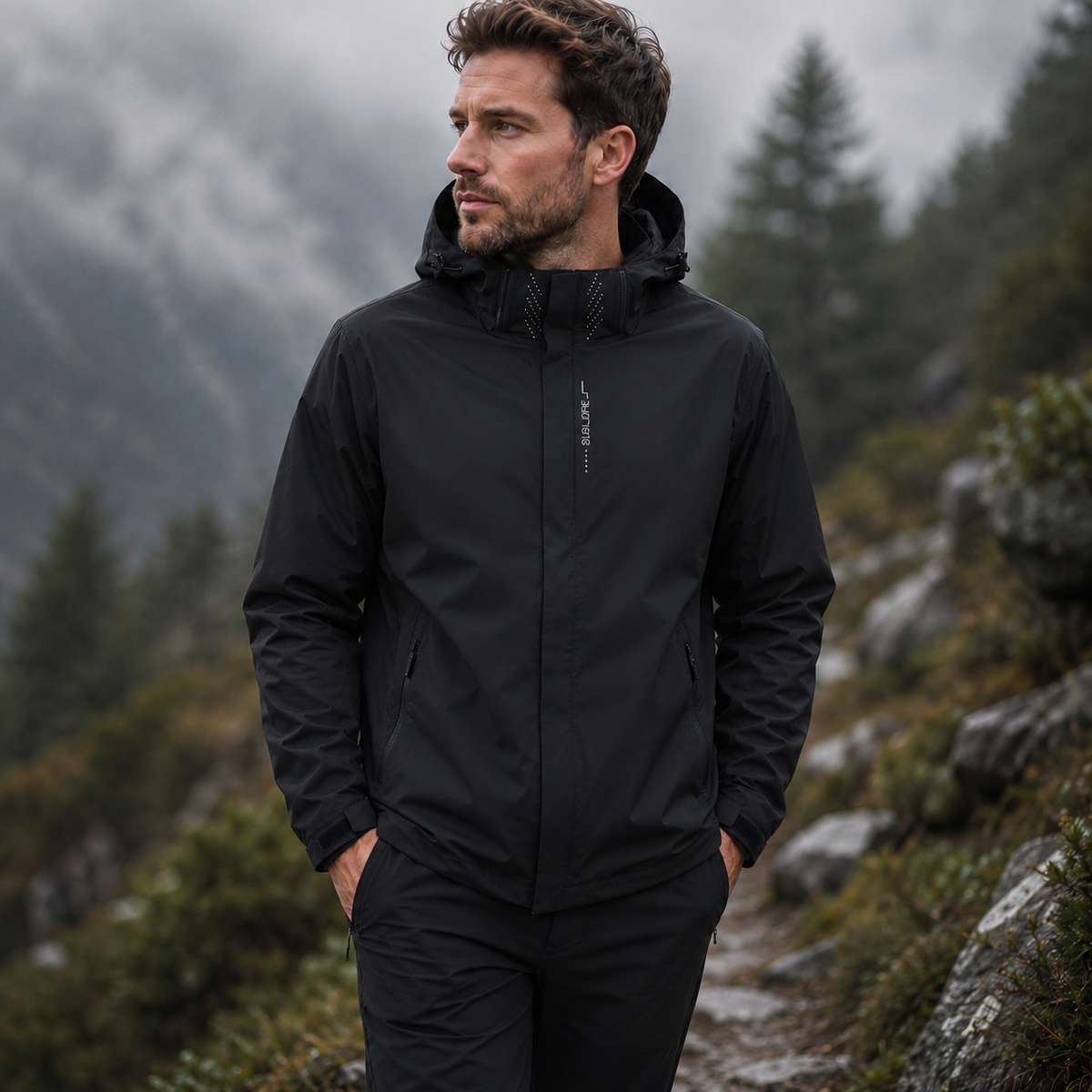 Lightweight Zip-Front Rain Jacket with Hood – Breathable Weather Shell for Men | Thomler