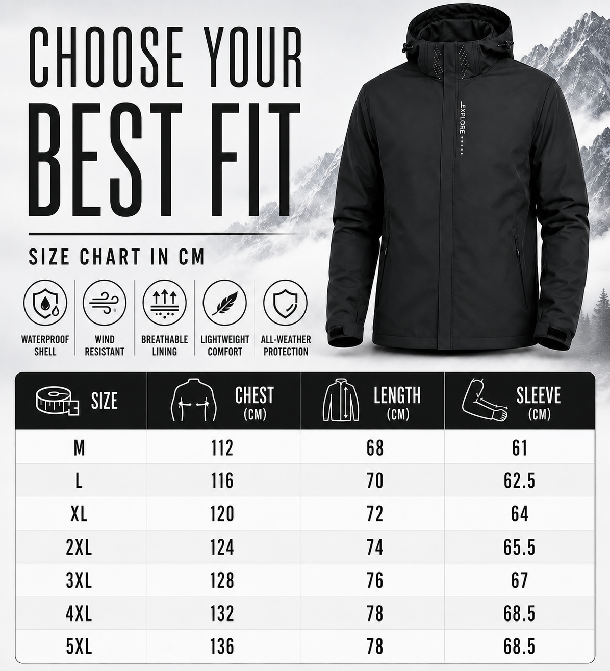Lightweight Zip-Front Rain Jacket with Hood – Breathable Weather Shell for Men | Thomler