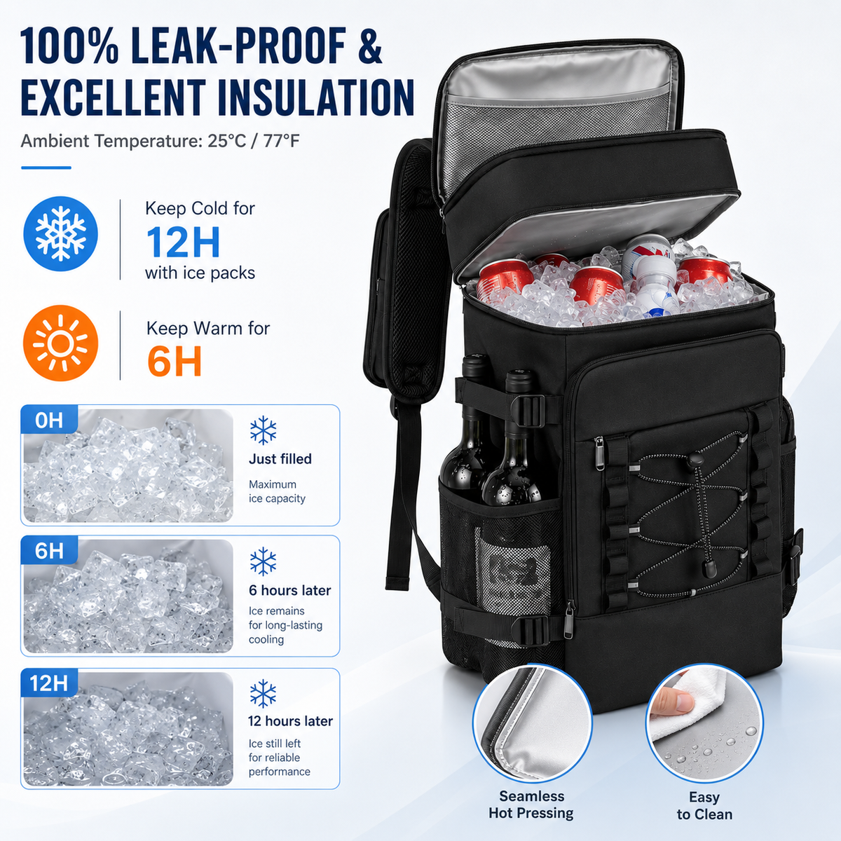 Thermal Backpack Cooler with Dual Compartments & Bottle Pockets for Hiking and Picnics | Thomler