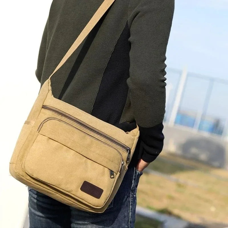 Canvas Crossbody Satchel - Adjustable Strap Shoulder Bag with Zip Pockets for Daily Carry, Work & Travel | Thomler