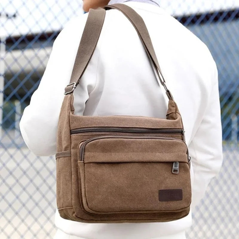 Canvas Crossbody Satchel - Adjustable Strap Shoulder Bag with Zip Pockets for Daily Carry, Work & Travel | Thomler
