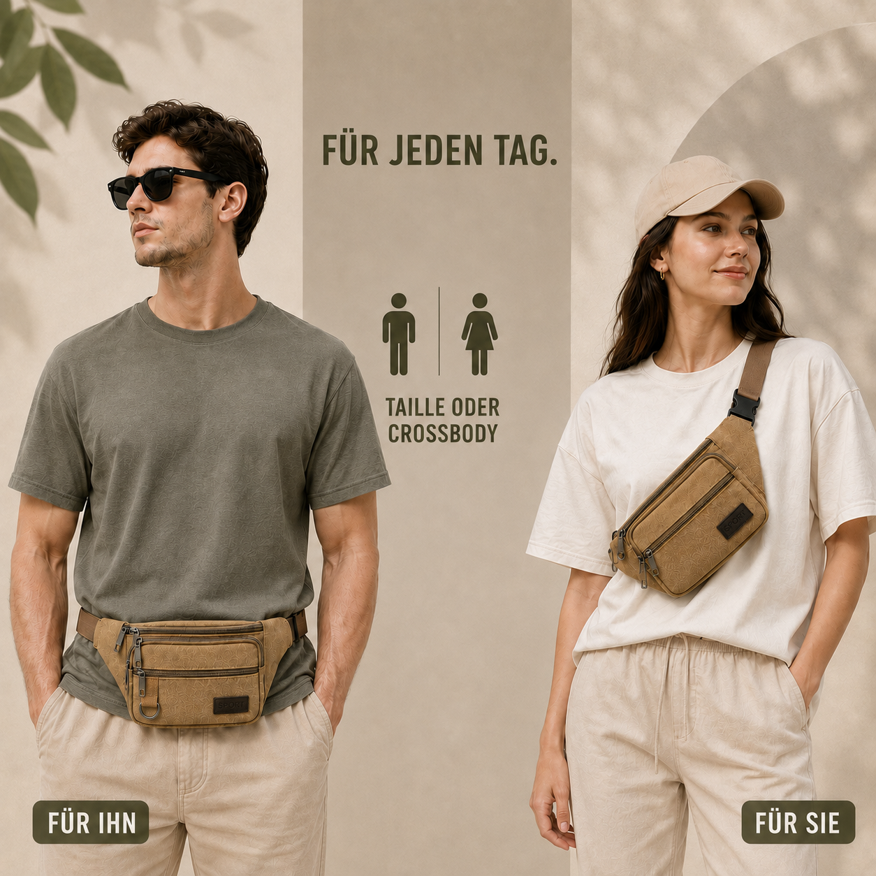 Heavy-Duty Canvas Belt Bag with Multiple Compartments for Travel & Outdoor | Thomler