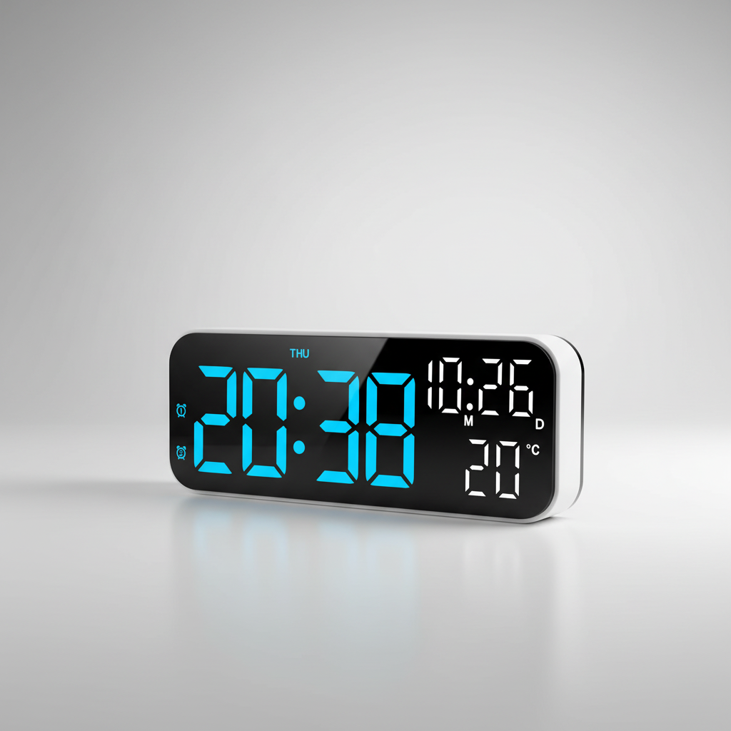 Digital LED Alarm Clock with Temperature Display & Voice Control for Bedroom, Nightstand Desktop Clock with Date, Night Mode Dimmer & Dual | Thomler