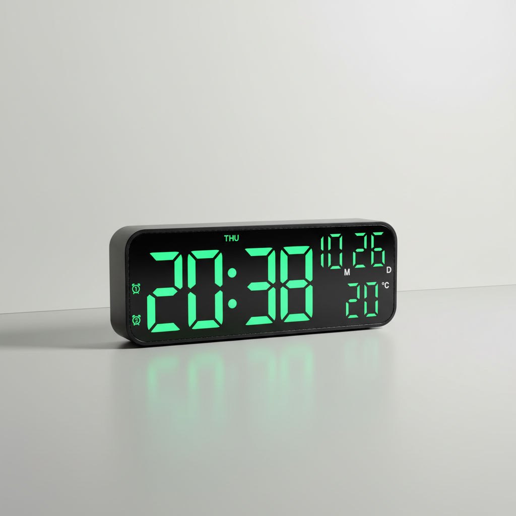 Digital LED Alarm Clock with Temperature Display & Voice Control for Bedroom, Nightstand Desktop Clock with Date, Night Mode Dimmer & Dual | Thomler