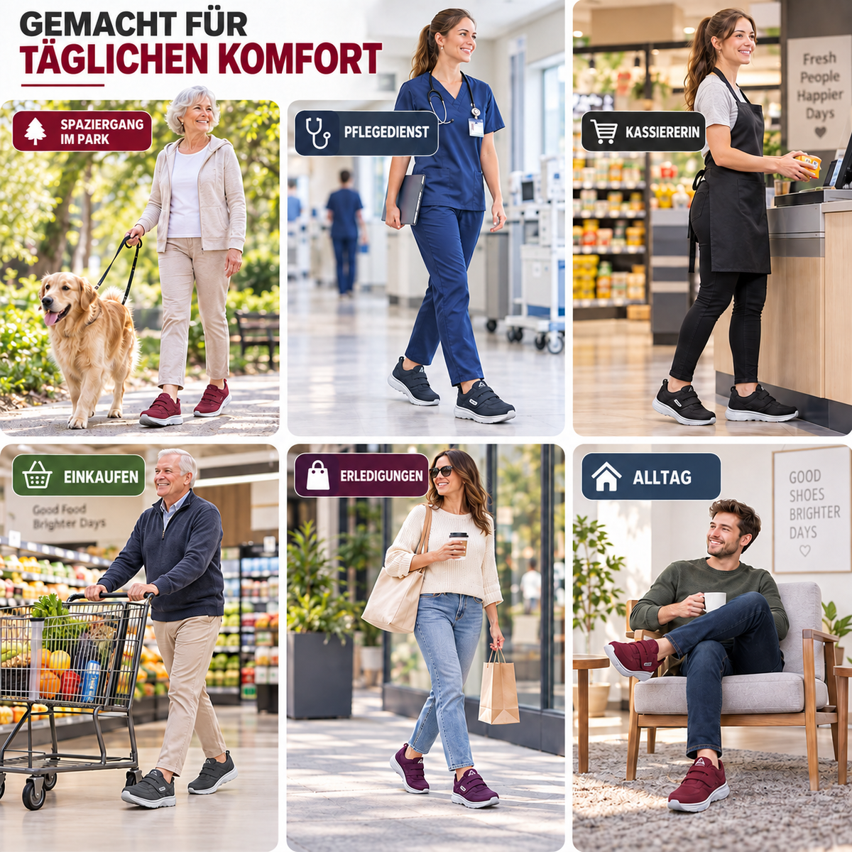 Adjustable Wide-Fit Walking Shoes for Swollen Feet – Hook-and-Loop Closure, Extra Roomy Toe Box & Cushioned Sole for All-Day Comfort | Thomler