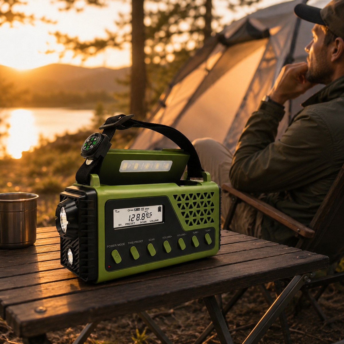 Emergency Weather Radio with Hand Crank Solar Charging Bluetooth Speaker Flashlight 10000mAh Power Bank for Camping Hiking Survival Kits | Thomler