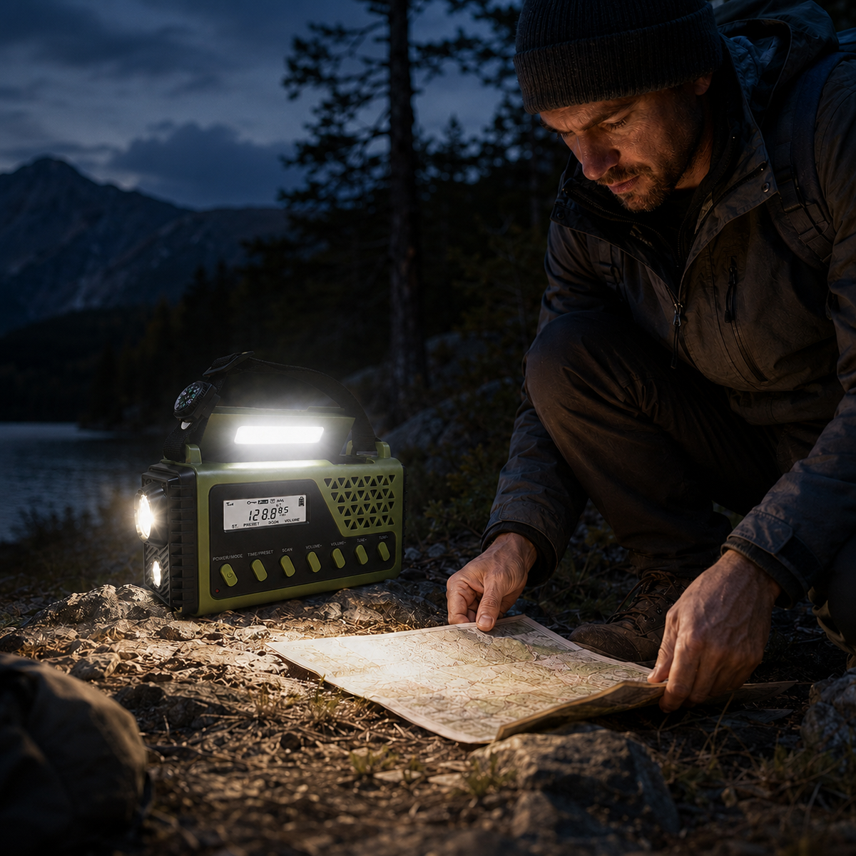Emergency Weather Radio with Hand Crank Solar Charging Bluetooth Speaker Flashlight 10000mAh Power Bank for Camping Hiking Survival Kits | Thomler