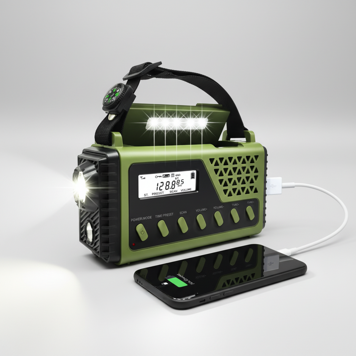 Emergency Weather Radio with Hand Crank Solar Charging Bluetooth Speaker Flashlight 10000mAh Power Bank for Camping Hiking Survival Kits | Thomler