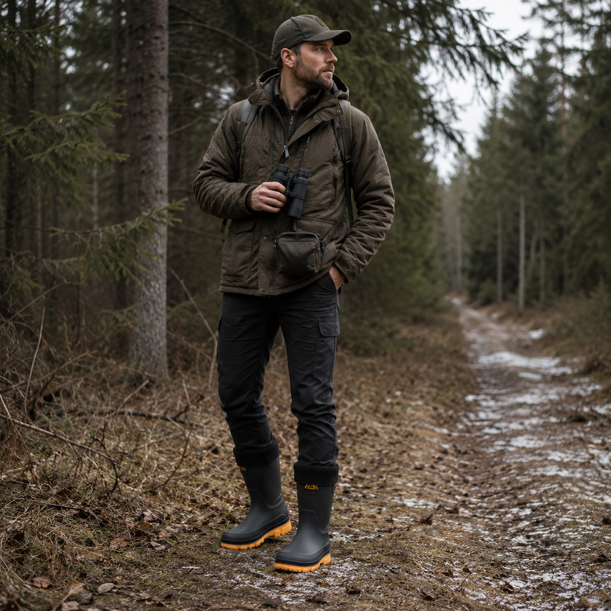Waterproof Insulated Mid-Calf Winter Rain Boots for Men – Non-Slip Faux Fur Lined Outdoor Work Boot | Thomler