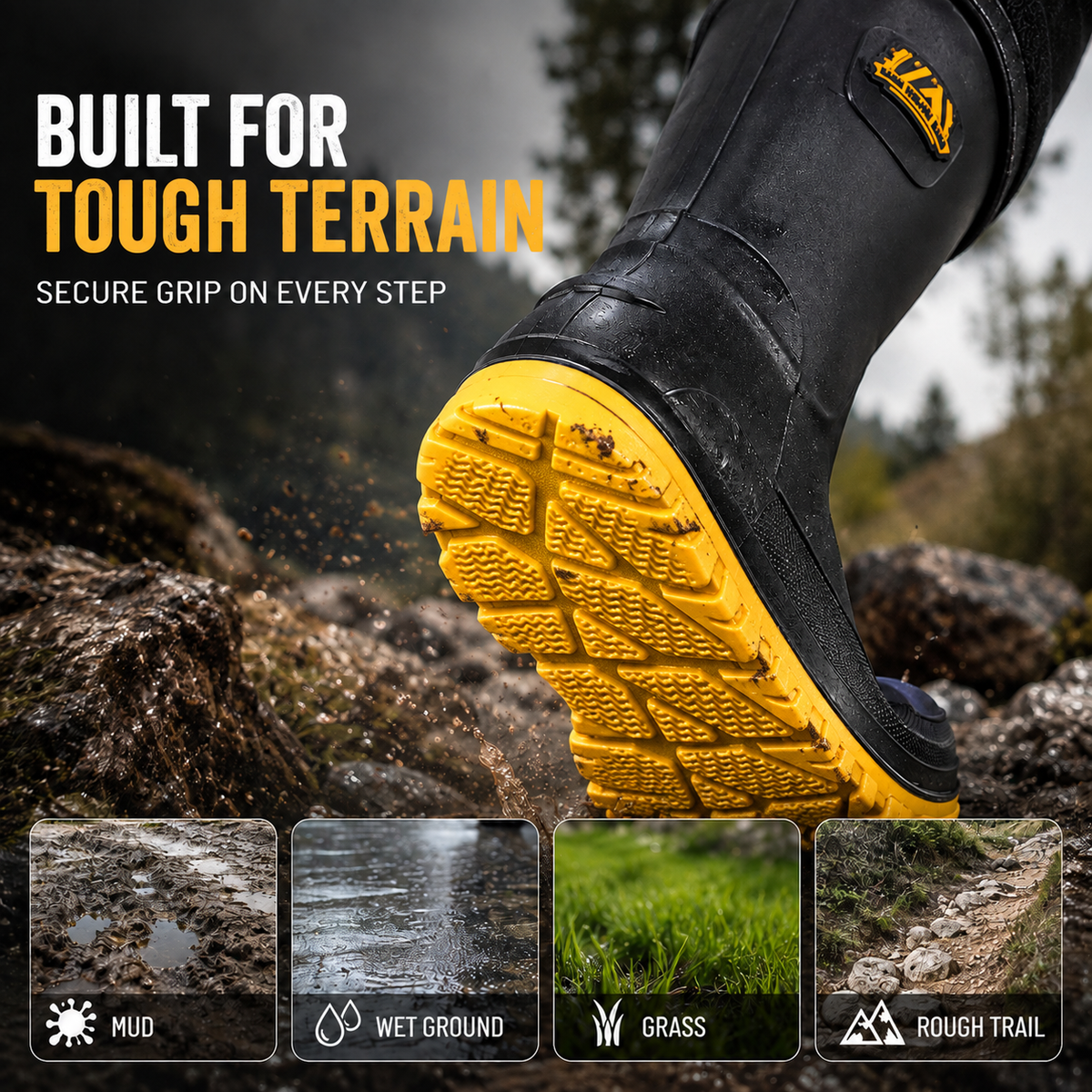 Waterproof Insulated Mid-Calf Winter Rain Boots for Men – Non-Slip Faux Fur Lined Outdoor Work Boot | Thomler