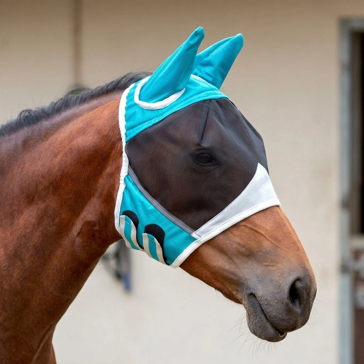 Horse Fly Mask with Ear Protection – Mesh Eye Shield & Adjustable Chin Straps for Pasture Use | Thomler