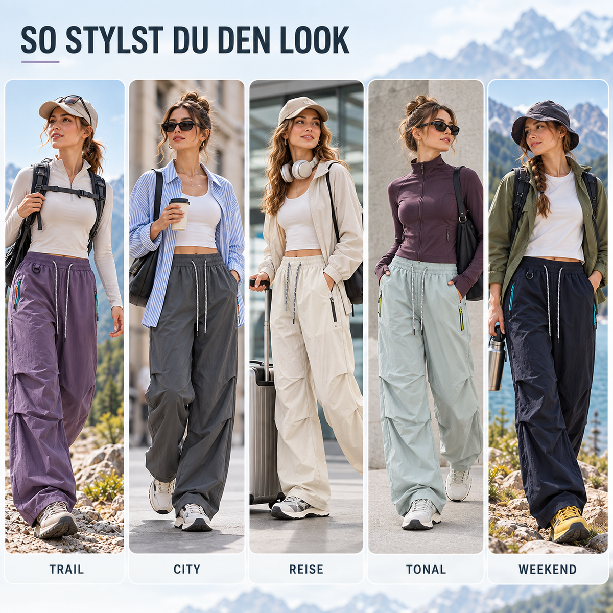Women's Water-Resistant Wide-Leg Hiking Pants with Adjustable Waist & Cuffs for Outdoor Adventures | Thomler