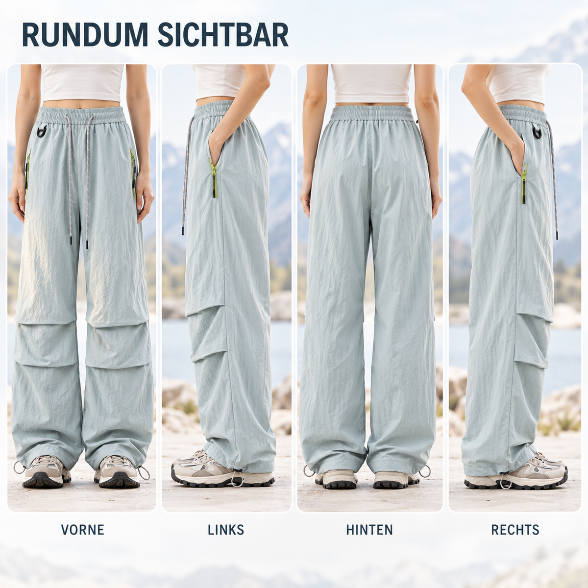 Women's Water-Resistant Wide-Leg Hiking Pants with Adjustable Waist & Cuffs for Outdoor Adventures | Thomler