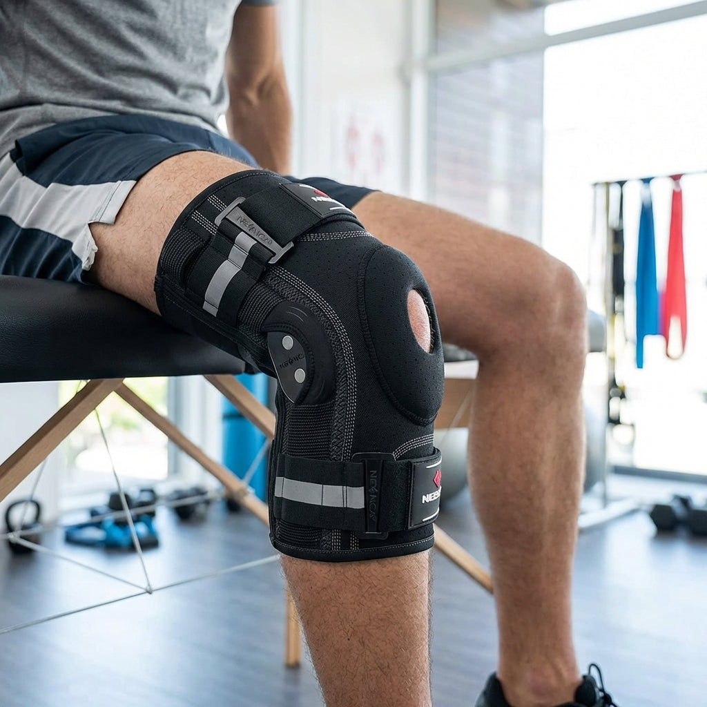 Hinged Knee Brace with Dual Side Stabilizers & Adjustable Straps for Pain Relief, Sports & Recovery Support | Thomler