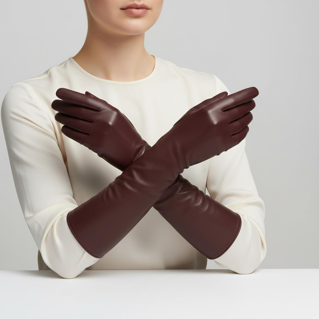 Extended Arm Gloves – Faux Leather Winter Gloves for Women – Elbow-Length Cold Weather Handwear with Insulated Lining – Formal & Casual | Thomler