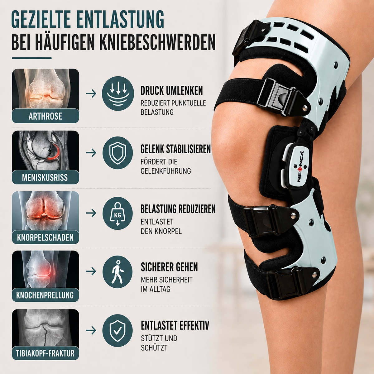 Hinged Knee Brace for Joint Support & Pain Relief – Adjustable Compression Stabilizer for Walking & Daily Activity | Thomler