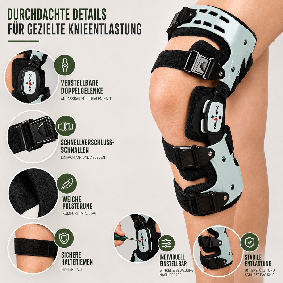Hinged Knee Brace for Joint Support & Pain Relief – Adjustable Compression Stabilizer for Walking & Daily Activity | Thomler