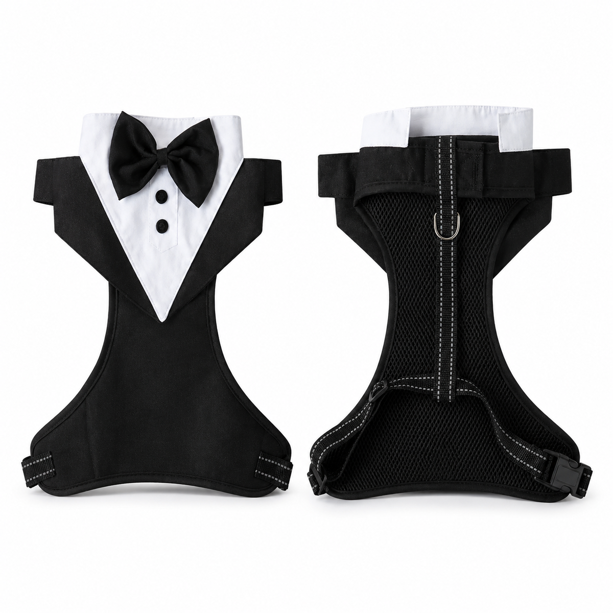 Dog Tuxedo Harness with Bow Tie for Weddings & Parties – Adjustable Vest Harness Small to Large Breeds – Formal Pet Outfit Costume | Thomler