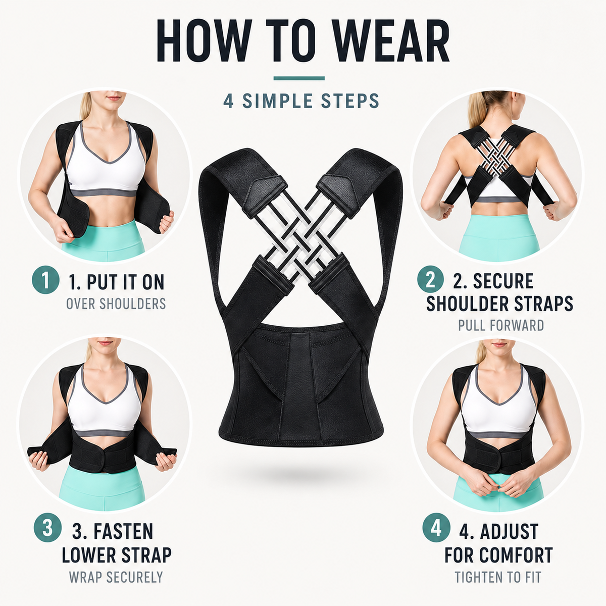 Adjustable Back Brace for Upper Body Alignment & Shoulder Support – Breathable Posture Corrector for Men & Women | Thomler