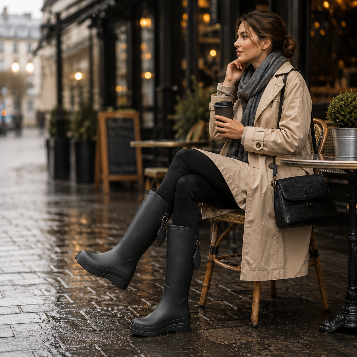Women's Waterproof Rain Boots Mid-Calf – Slip-On PVC Wellington Boots for Wet Weather, Mud & Garden | Thomler