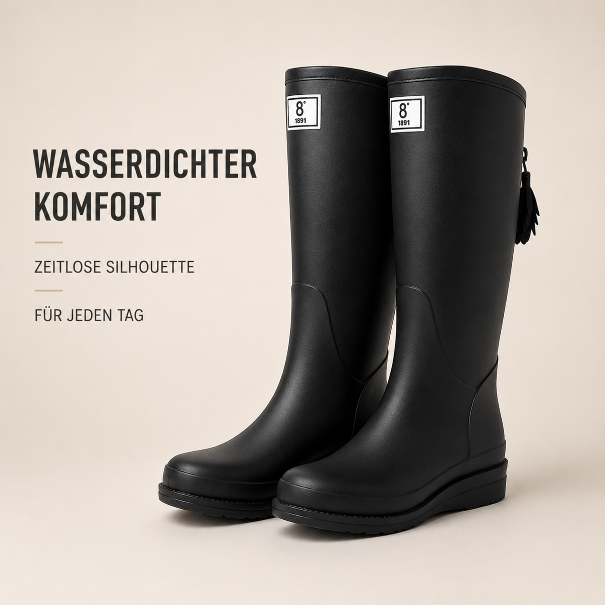 Women's Waterproof Rain Boots Mid-Calf – Slip-On PVC Wellington Boots for Wet Weather, Mud & Garden | Thomler