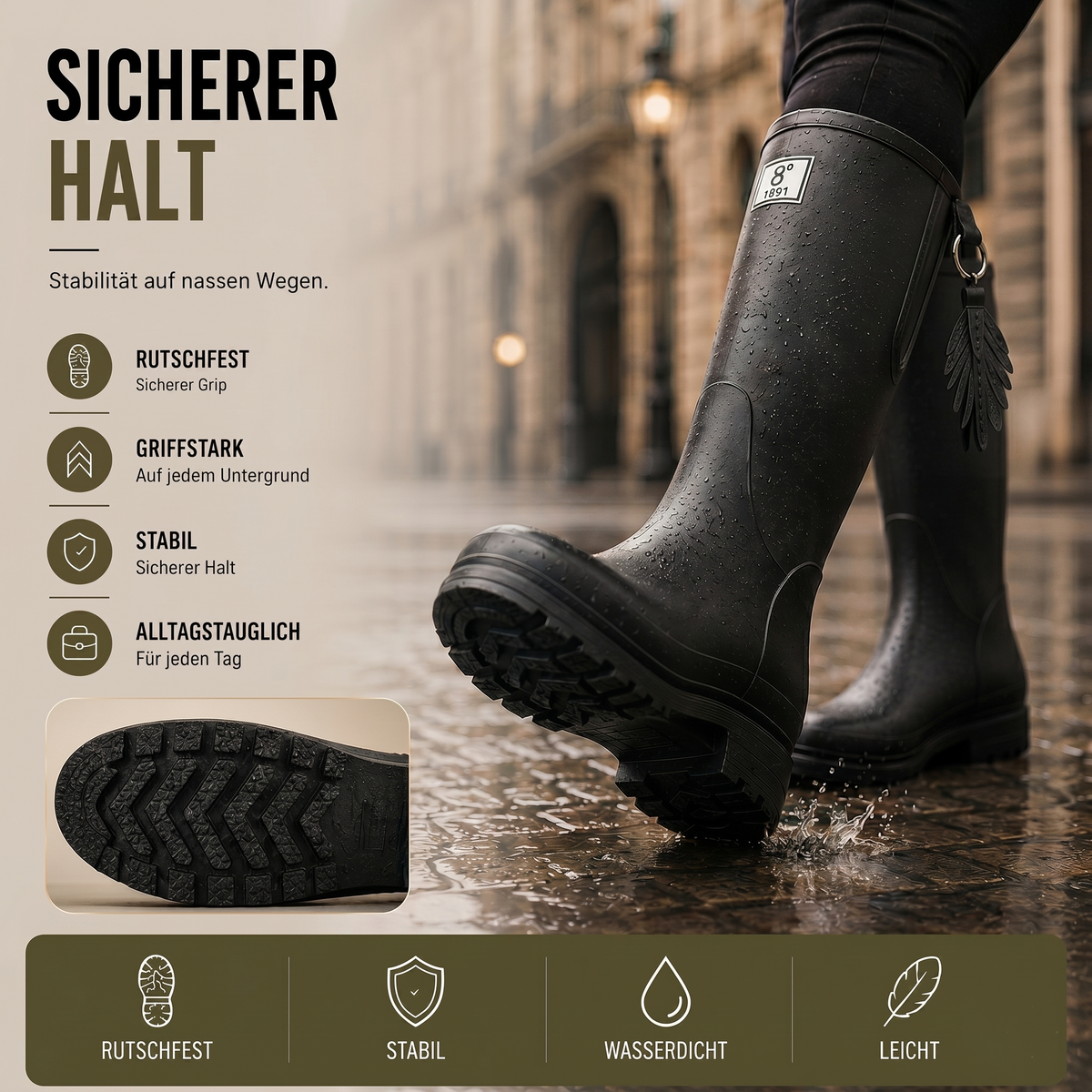 Women's Waterproof Rain Boots Mid-Calf – Slip-On PVC Wellington Boots for Wet Weather, Mud & Garden | Thomler