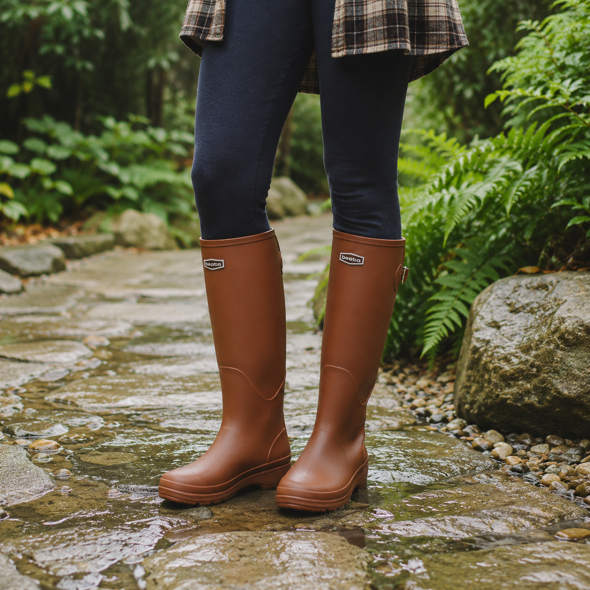 Knee-High Waterproof Rain Boots for Women & Men – Slip-On Rubber Boots with Non-Slip Sole for Muddy Terrain, Gardening & Outdoor Activities | Thomler