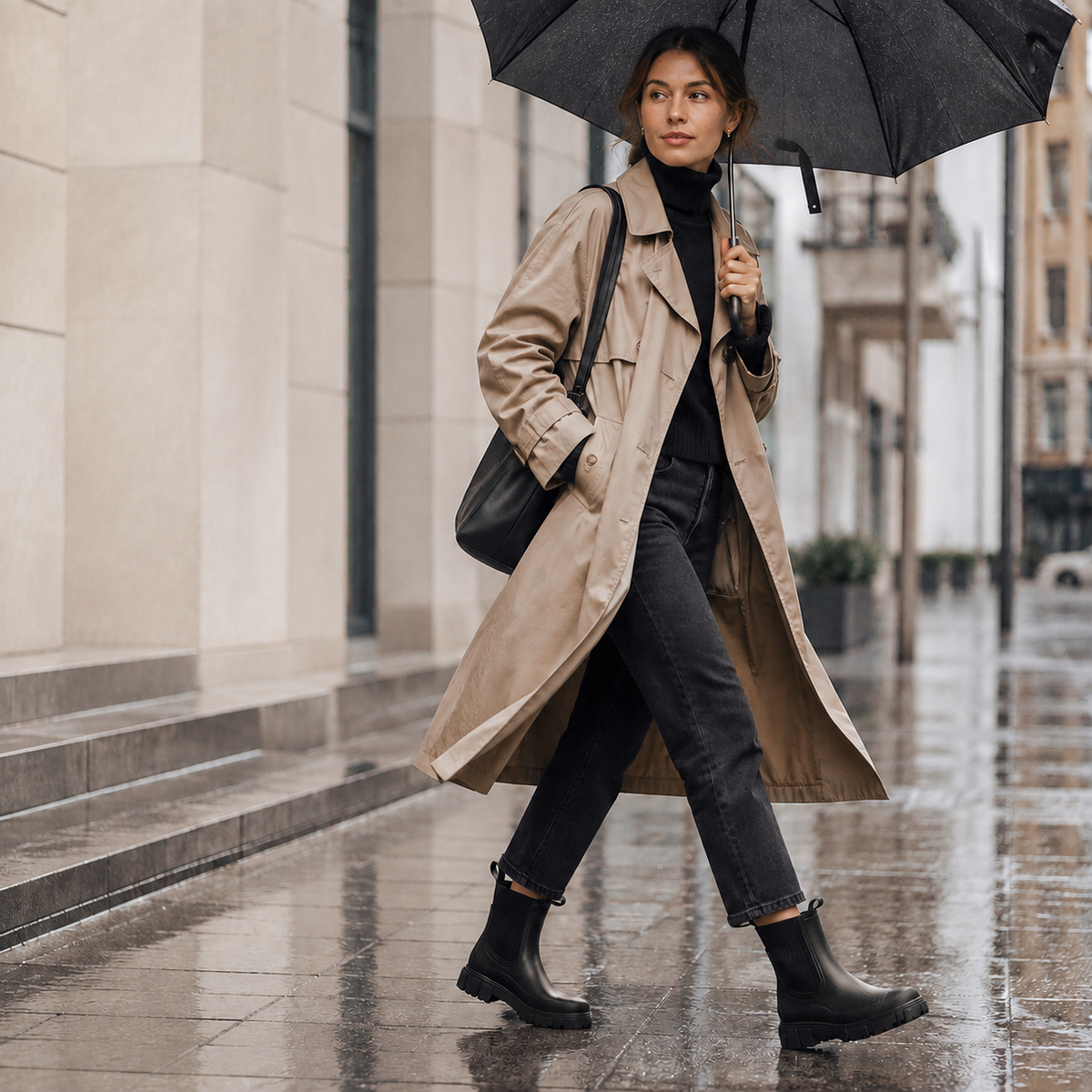 Women's Waterproof Ankle Rain Boots with Non-Slip Sole – Chelsea Pull-On Short Booties for Wet Weather, Urban Commute & Outdoor | Thomler